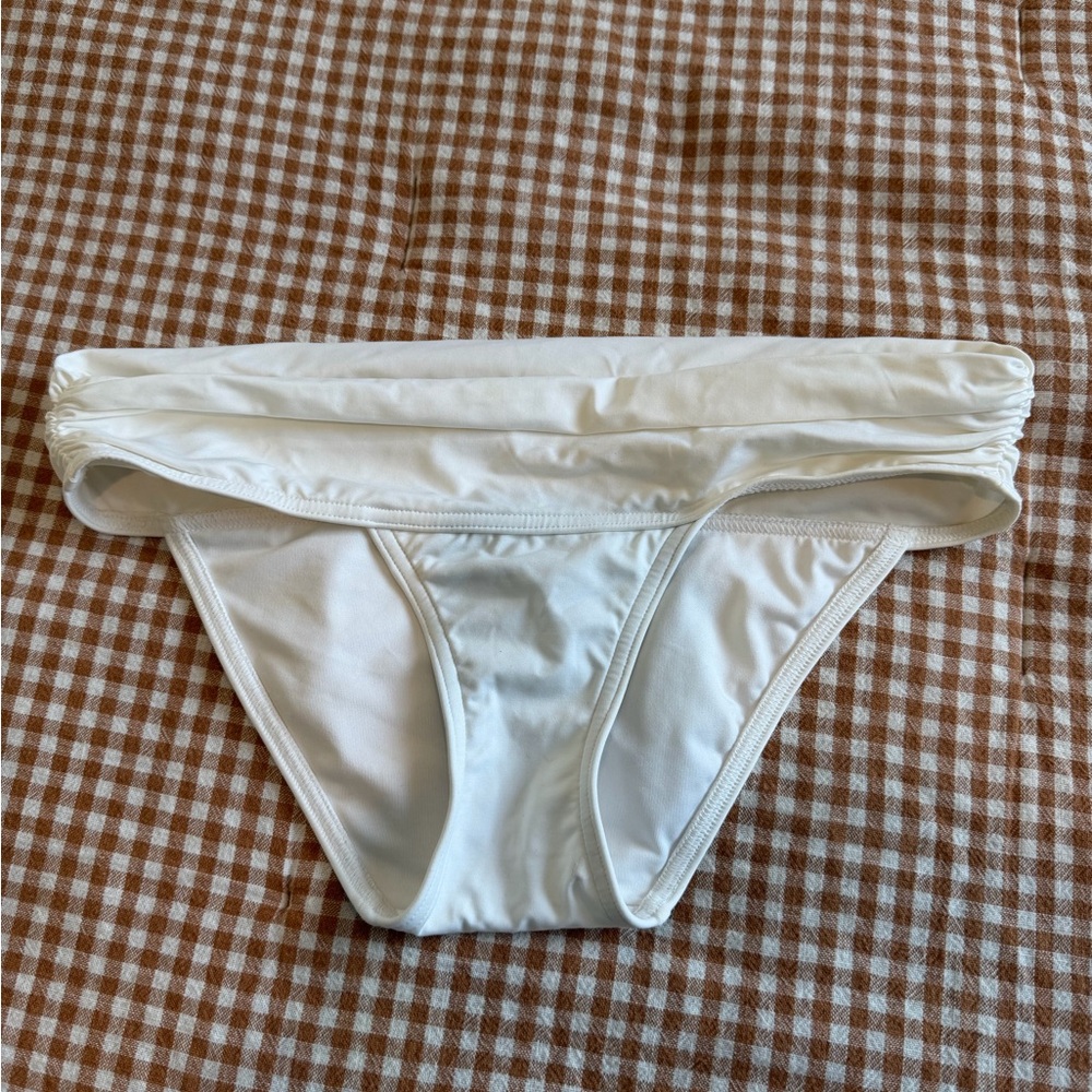 Victoria’s Secret White Ruched Waistband White Bikini Bottoms